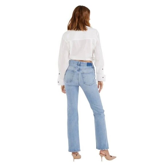 ETICA Anya High Rise Modern Flare Blue Jeans In River Cliff Size 29x32 NWT $239 - Picture 2 of 12